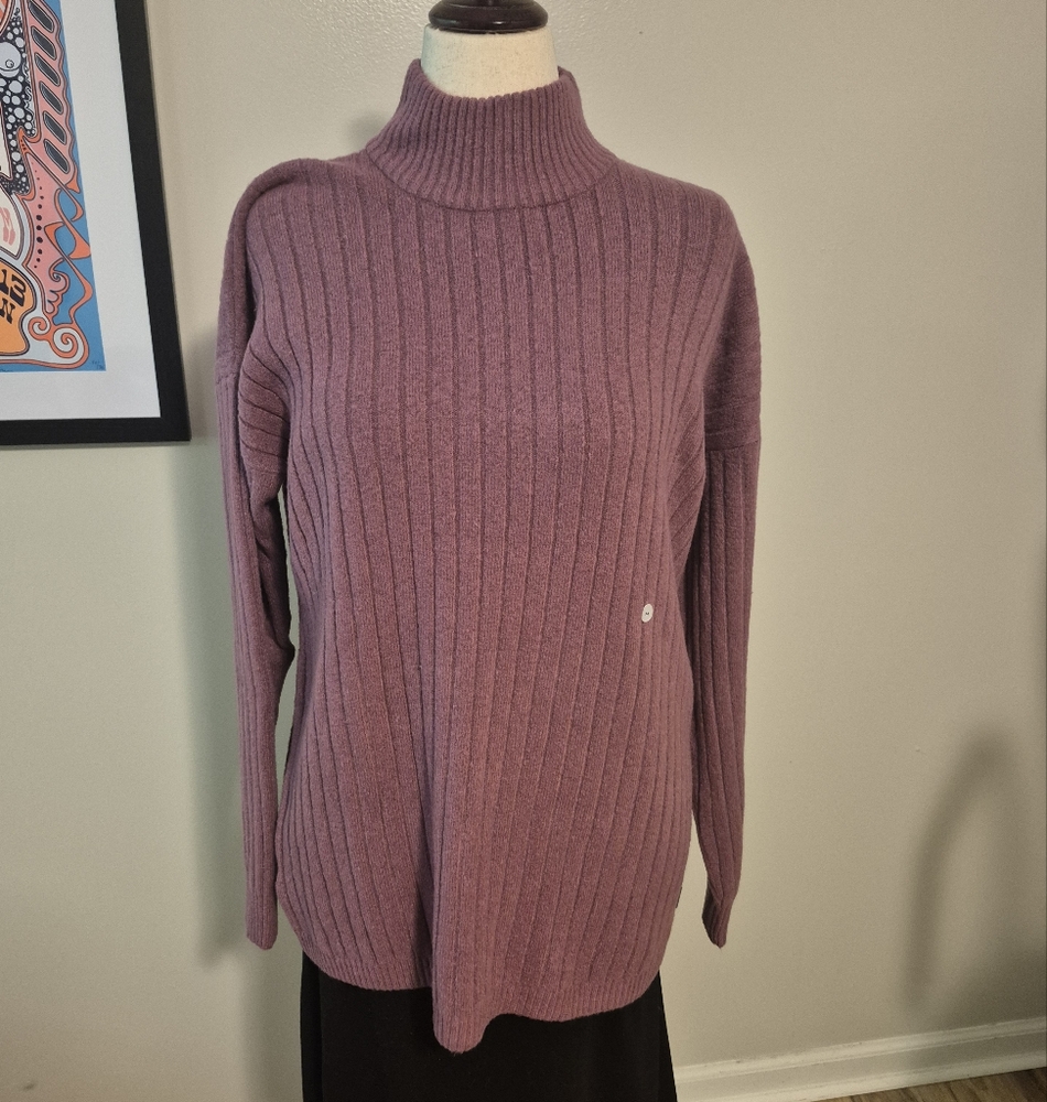 Eddie BAUER Women's Purple Cowl Turtleneck Sweater Alpine Route Essential Nwt M